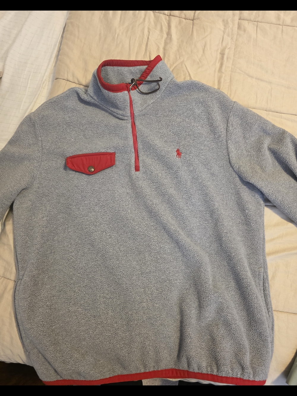 Ralph Lauren Light Blue Fleece with Red Trim